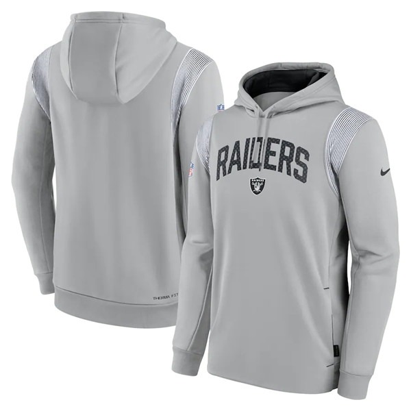 Mens Las Vegas Raiders Gray Sideline Stack Performance Pullover Hoodie,We sell and wholesale Mens Las Vegas Raiders Gray Sideline Stack Performance Pullover Hoodie on line form chian!